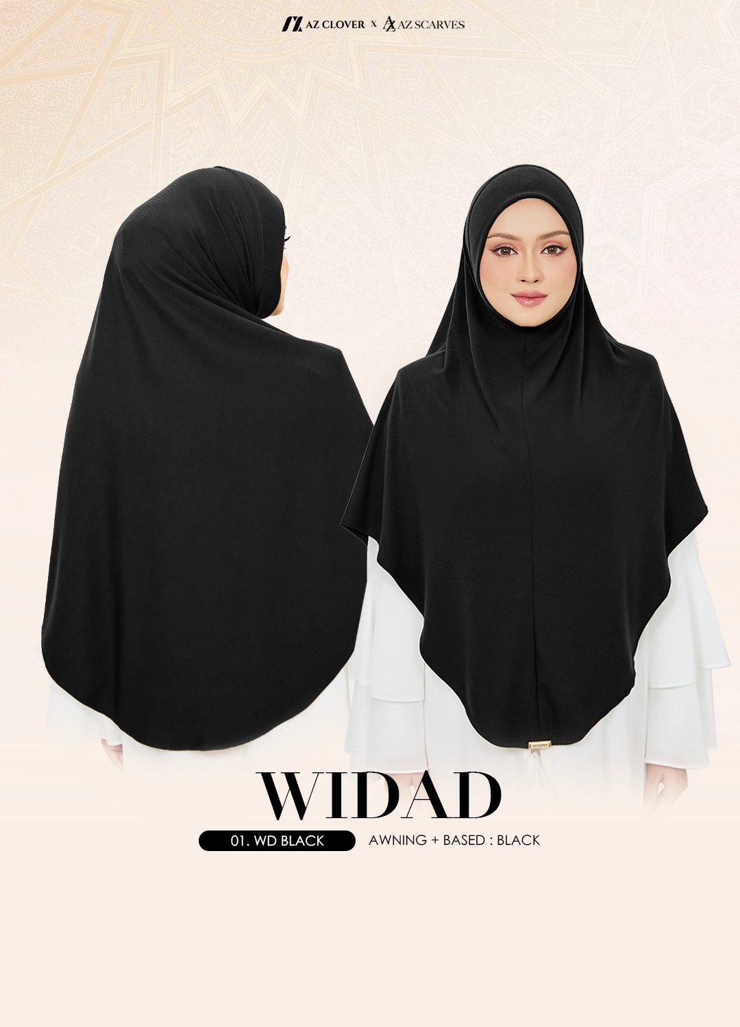 TUDUNG UMRAH WIDAD 01 WD BLACK - Image 3