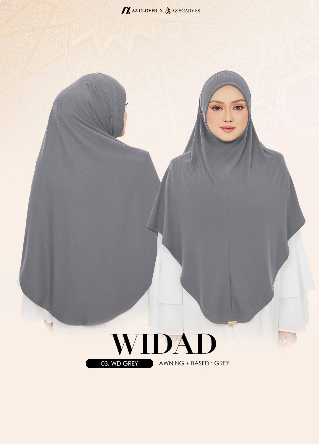 TUDUNG UMRAH WIDAD 03 WD GREY - Image 3