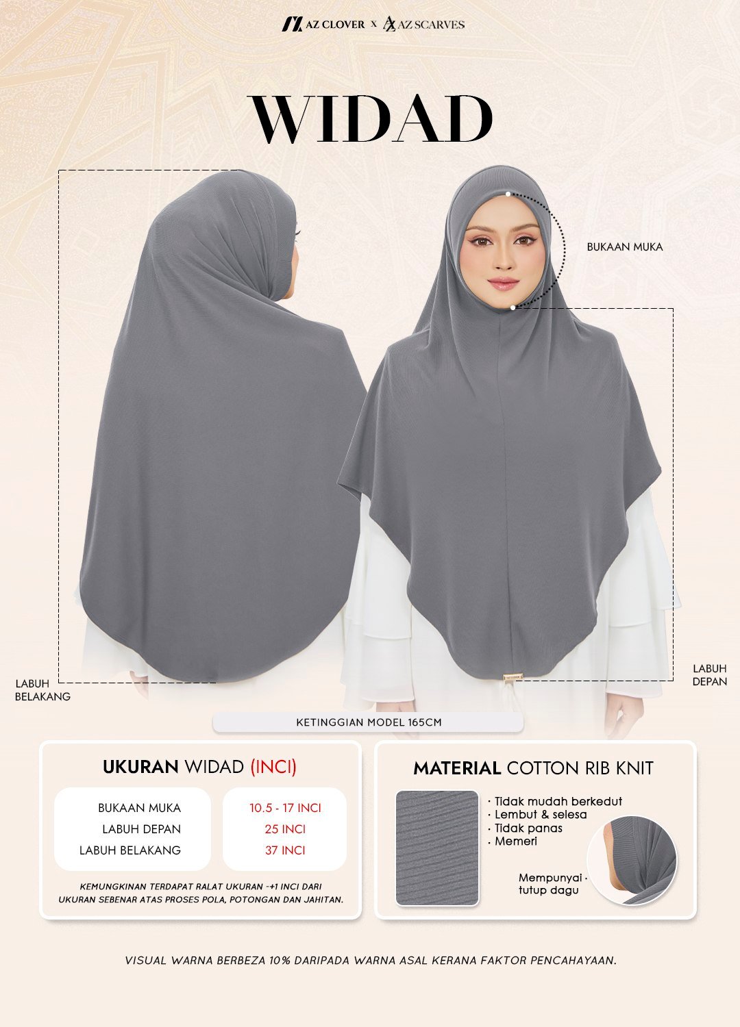 TUDUNG UMRAH WIDAD 03 WD GREY - Image 4
